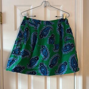 Green Paisley A-Line Skirt by